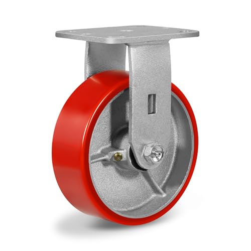 6" Caster, Heavy Duty Industrial Caster Polyurethane Rigid Caster Wheel for Platform Truck Dolly Cart (1 Pack)