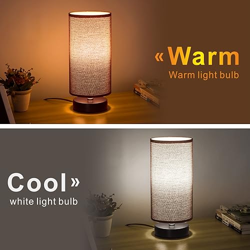 Image of lifeholder Table Lamp, Bedside Nightstand Lamp, Simple Desk Lamp, Cylinder Table Lamp for Bedroom Living Room Office Study, Brown Shade and Black Base (Brown)