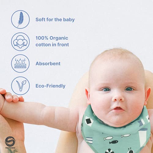 10pcs Baby Bandana Drool Bibs - Age 3 to 24 Months - Ultra Absorbent Organic Cotton Drooling Baby Bibs for Boys and Girl - Safe Nickel Free Snaps For Teething Protection - Unisex Bib Set2