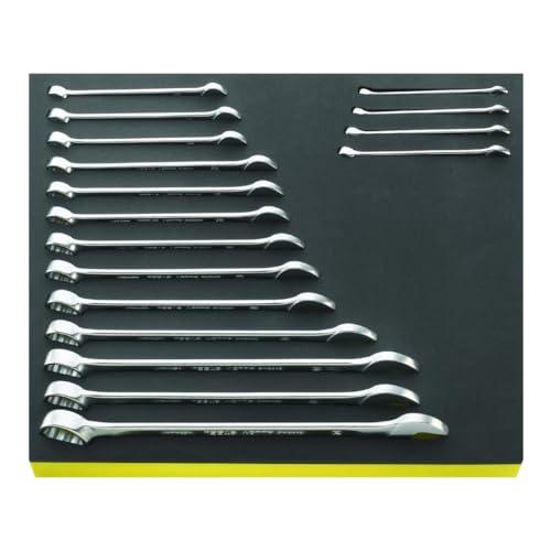 Stahlwille 96830164 Combination Wrench Set - 17 Pieces, Chrome Alloy & Chrome-plated, TCS Inlays, Sizes 6mm to 24mm, Made in Germany