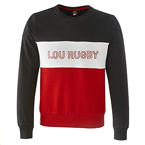 Sweatshirt Lou Rugby Macron Tricolore Officiel Lyon en taille Grande Taille 3XL
