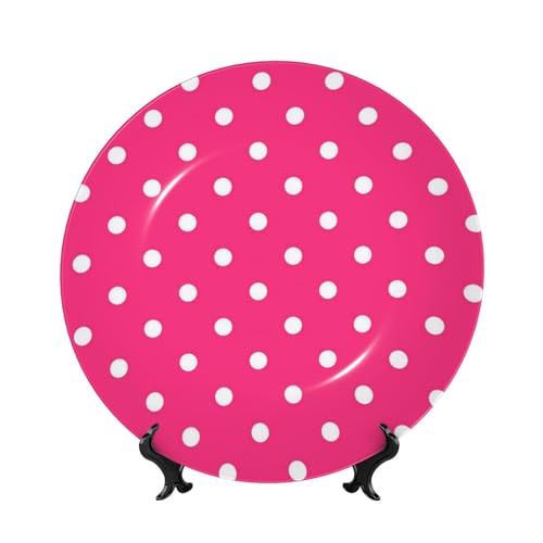 Plato decorativo compacto rosa lunares 6 pulg miniatura 1