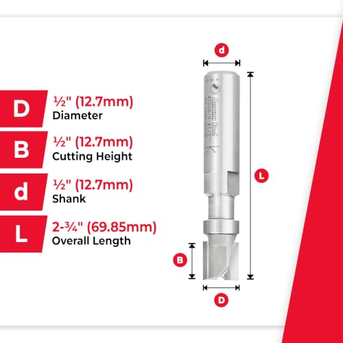 Image of Amana Tool 47228-S Carbide Tipped Flush Trim Plunge Template 1 /2 D x 1 /2 Inch CH x 1 /2 SHK w /Upper Ball Bearing Router Bit