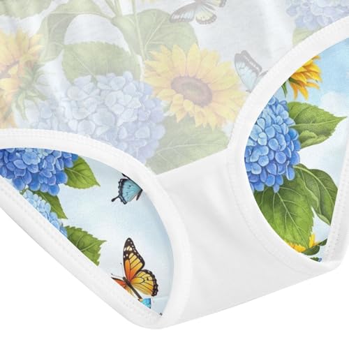 Girls Underwear, Yellow Sunflowers Toddler Panties, Cotton Girls Underwear, 2T–8 Years4