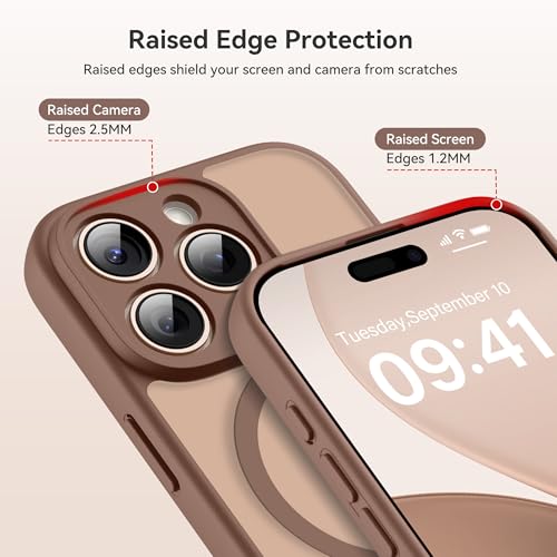 Helssitot für iPhone 16 Pro Max Hülle mit Magsafe, Militär-Grade Stoßfest Kratzfest Anti-Fingerabdruck Magnetisch Rückseite Matt Handyhülle für iPhone 16 Pro Max 6,9 Zoll,Braun