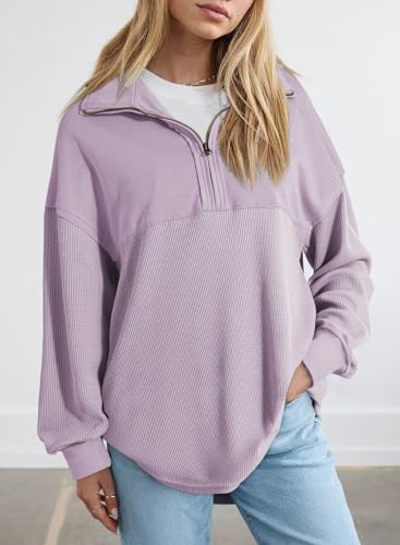 Image of SHEWIN Women Fall Sweatshirt Casual Half Zip Pullover Fall Top 2026 Clothes