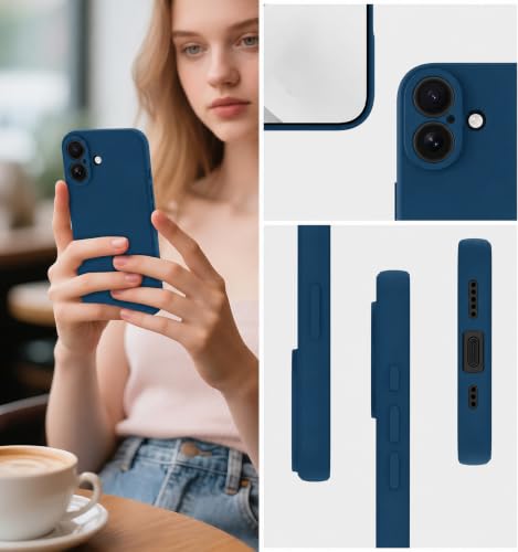 Image of DIZORO Square Microfiber Candy Case Compatible for iPhone 17 Shockproof Slim Back Cover Liquid Silicone Case - Blue
