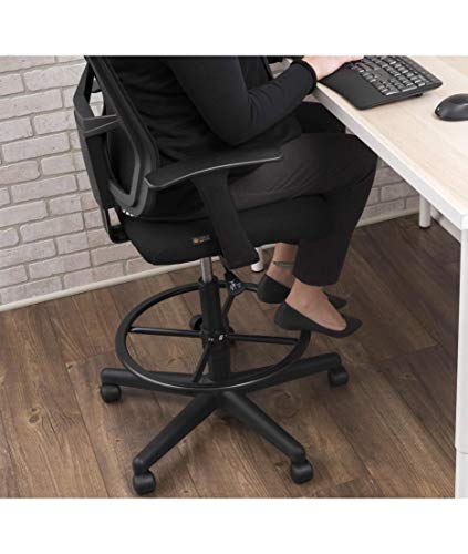 Image of Stand Up Desk Store Sit to Stand Drafting Task Stool Chair for Standing Desks with Adjustable Footrest and Armrests (Black)