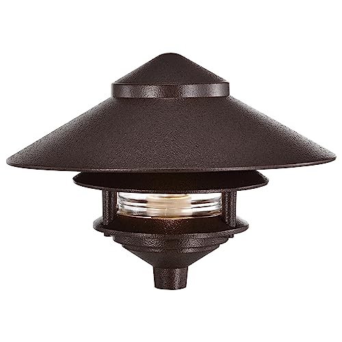 Image of Nuvo Lighting SF76 /635 One Light Two Louver Large Hood 120 Volt Die Cast Aluminum Durable Outdoor Landscape Pathway Lighting, Old Bronze