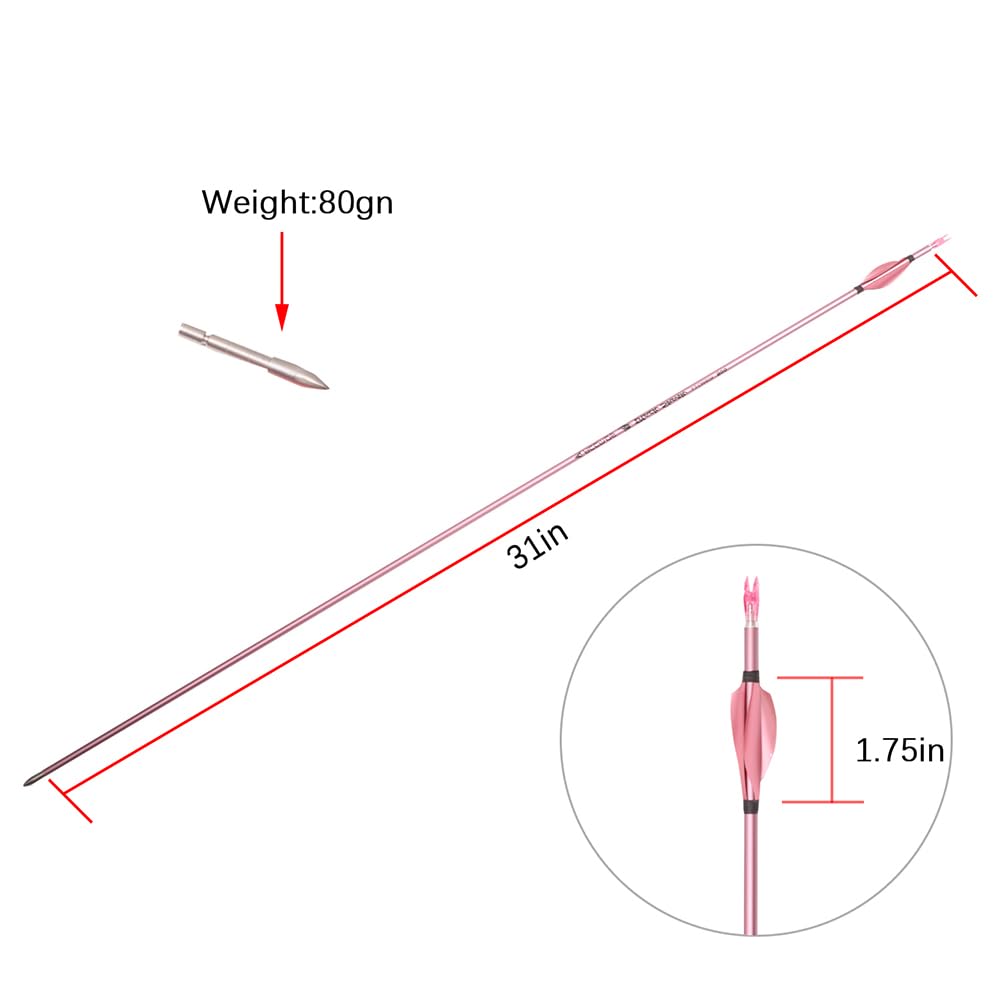 12 Stück ID 4.2mm Rosa Spiralfederpfeile Spine 500 600 700 800 900 1000 Pure-Carbon Pfeil für Compound Bogen Recurve Bogen Jagd Bogenschießen