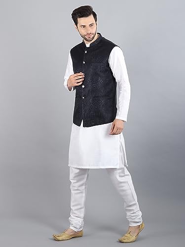 Image of Uri and MacKenzie Men's Silk Blend Kurta Pajama with Designer Ethnic Nehru Jacket /Modi Jacket