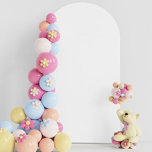 AOJIAO 5FT Wedding Arch Cover Spandex Fitted Arch Backdrop Cover, 2-Sided Round Top Chiara Backdrop Stands Covers for Wedding Birthday Party