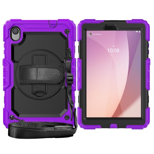 Étui Lenovo Tab M8 rotatif avec film écran et porte-crayon violet pour TB-8505F TB-8705F