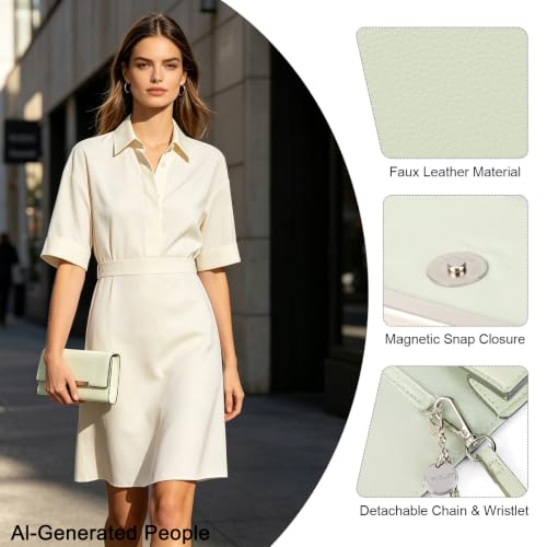 Image of AFKOMST Clutch Purses for Women Small Convertible Wristlet and Evening Bag | Vegan Leather, Fits 6.7-inch Phone /Passport, Versatile for Formal Events /Prom /Wedding /Cocktail /Night Out /Daily Use