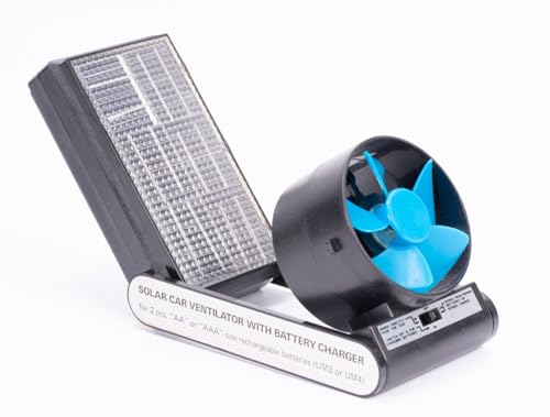 Cargador panel solar con ventilador, carga pilas AA AAA para coche o casa
