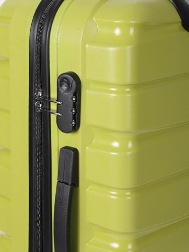 Image of TEAKWOOD LEATHERS Hardside 8 Wheels Trolley Bag, Hard Cabin Trolley Small, 65 CM Trolley Bag for Travel, Lock System 360 Degree 8 Rotating Wheel (55 CM, 65 CM, Lime Green)