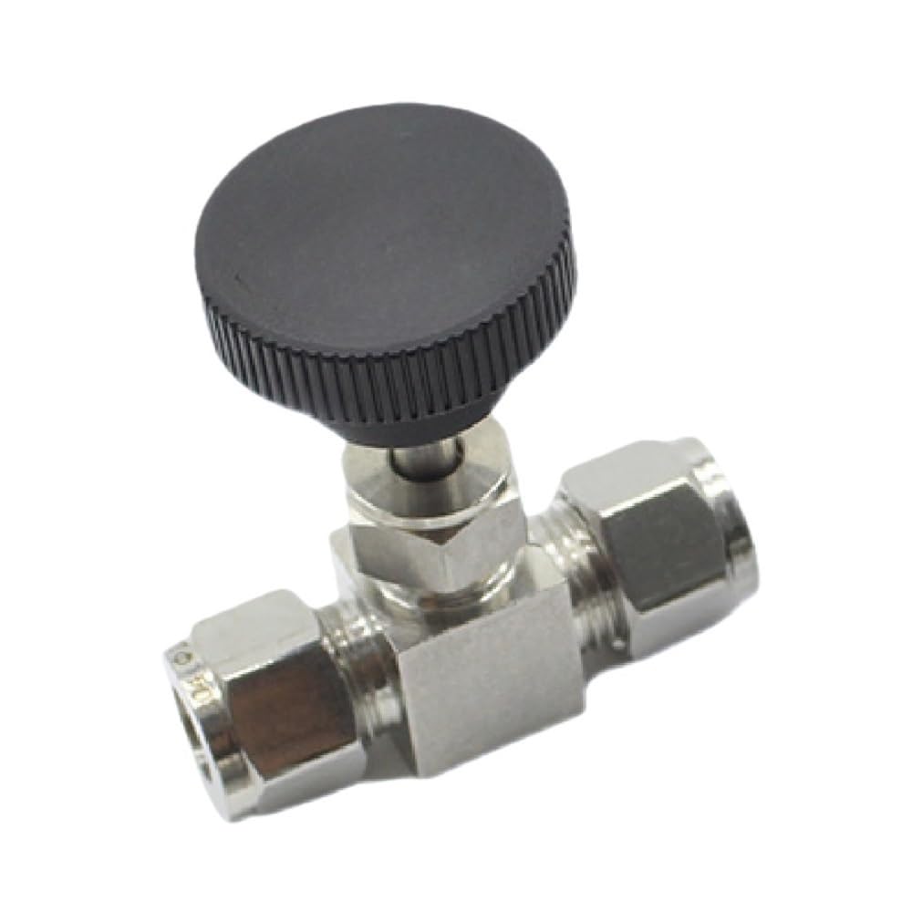 Yjqhody One Color Stainless Steel Control Valve Needle Valve No Welding Required, Manual Adjustment Compression Inline Straight Flow Control 1Piece(3Mm)