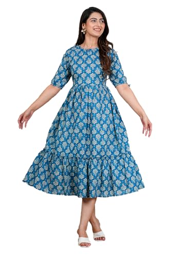 Image of Kuruti B Sheets Women's Cotton Floral Printed Regular Fit Anarkali Kurta for Women