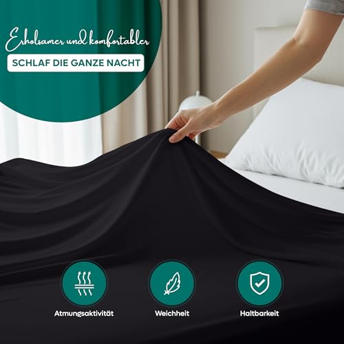Utopia Bedding - Bettlaken ohne Gummizug 270x290cm - Oeko-TEX Zertifiziert - Weich Gebürstetes Polyester - Mikrofaser Flaches Laken – Schwarz