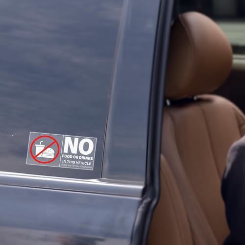 Image of 10 Pack No Food Or Drinks in This Vehicle Stickers 4 x 2 Inches Self Adhesive Sign Vinyl Waterproof UV Resistant Warning Decal for Car Taxi Window