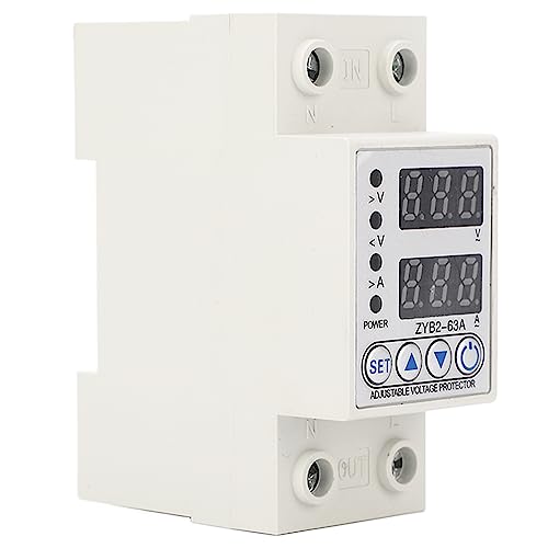 Yctze Protector de Voltaje de Reinicio Automático Digital con Pantalla para Hogar y Hotel 2P 220V AC 63A Dispositivo de sobre/bajo Voltaje