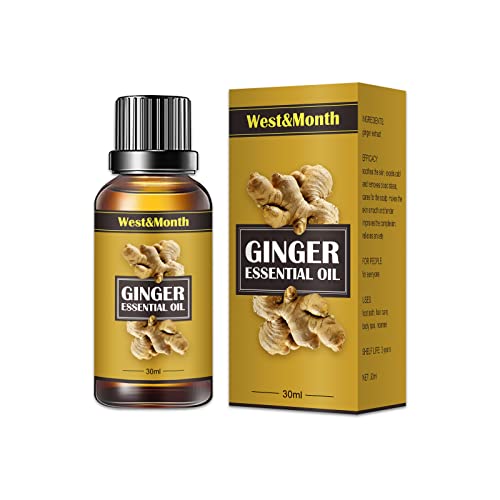 Slimming Ginger Oil,Belly Ginger Oil,Detox Ginger Oil,Belly Button Slimming,Stomach Massage Oil,Anti-Cellulite Massage Oil,Healthy Ginger, SPA Massage Oils,30ml (West&Month Ginger Essential Oil 30ml)