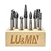 Premium-Grade Die Grinder Bits Tungsten Carbide Burr Set 1/4 Shank 10-PC Double Cut Rotary Cutting Burr Bits for Metalworking, Steel, Wood, Grinding, Carving, Engraving By LU&MN