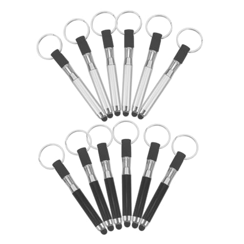 Stylus capacitivo de 12 piezas con llavero para pantallas táctiles y con carcasa plateada