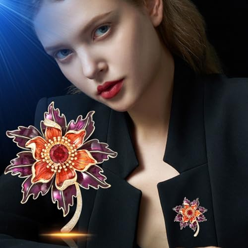 Image of Flower Brooch Pin - Rhinestone Flower Pin 18k Gold Plated - Thanksgiving Day, Birthday, Wedding Gifts for Mom, Wife