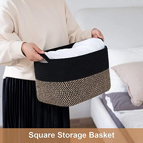 Image of GUDDE Cotton Rope Woven Storage Basket for Toys, Laundry & Blankets | Nursery Organizer Bin | Dog Toy Basket | Decorative Gift Hamper | Jute Style Home Storage (12 x 8 x 5)