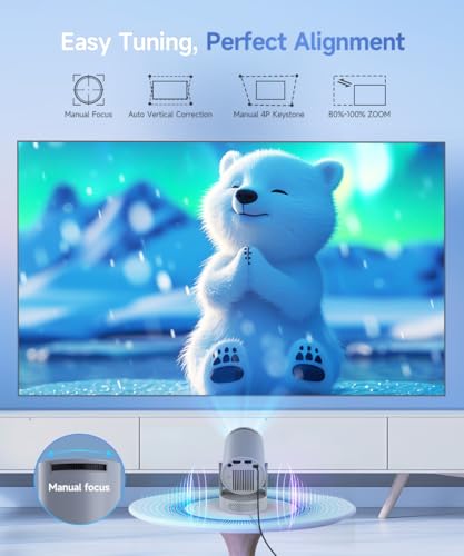 Image of Magcubic Mini Projector 4K Support, Portable Projector with WiFi 6 and Bluetooth 5.4, 5W Soundbase Speaker, Smart Proyector with Auto Vertical Keystone 180Rotatable for Movie Home Outdoor