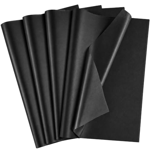 Image of Black Tissue Paper - 100 Sheets Gift Wrapping Paper for Halloween Decor | Halloween Decorations for Gift Bags Boxes - Gift Wrapping Tissue Paper Bulk for DIY Crafts Birthday |Halloween Party Supplies