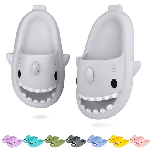 Image of Kids Shark Cloud Slides | Toddler Boys Girls Shower Slippers | Boys Girls Cute Cartoon Fish Flip Flops | Beach Pool Home Sandals | Quick Dry Non-Slip