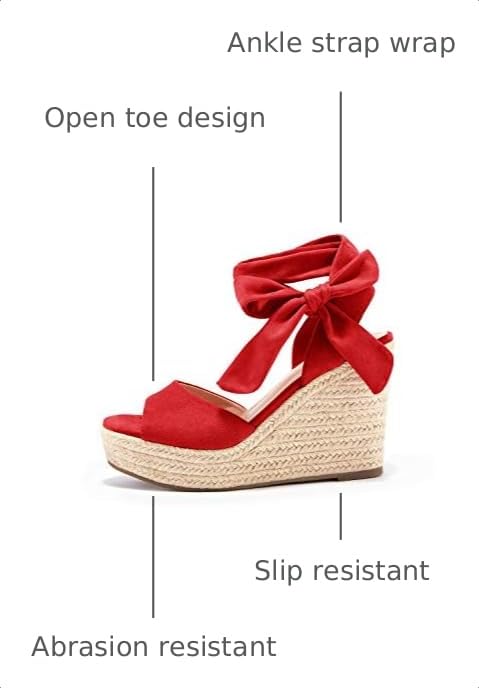 Image of SERAIH Womens Lace up Espadrilles Platform Wedges Sandals Heels Tie Ankle Strap Summer Dress Shoes