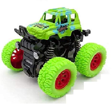 temson monster truck shockproof cars push and go toy truck friction powered cars 4 wheel drive vehicles for toddlers children boys kids birthday gift (green)- Multi color