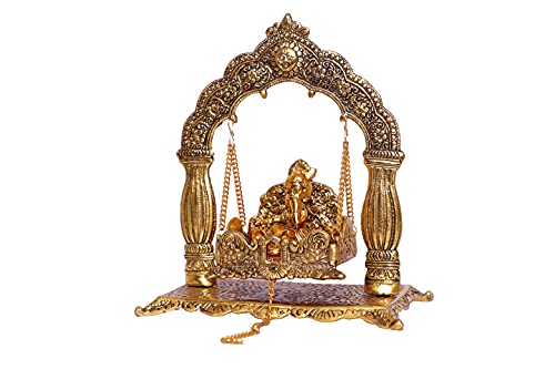 Image of KridayKraft Metal Laddu Gopal Palna,Krishna Jhula Metal Statue for Temple Pooja,Laddu Gopal Jhula,Decor Your Home &Religious Idol Gift Article,Showpiece Figurines,God Idol...