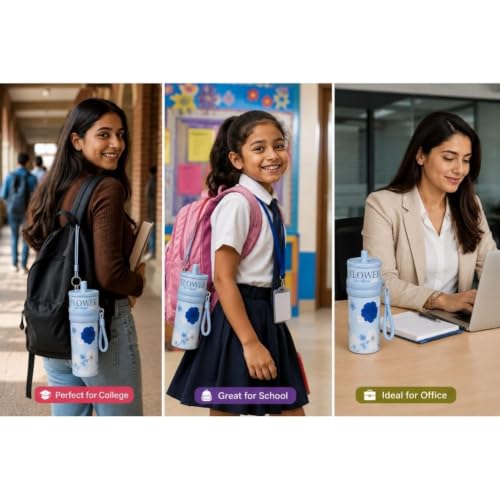 Image of STARFLYER Stylish Reusable Drinking Cup for Water, Juice & Cold Beverages | Portable Travel for Home, Office & Daily Use. (700ml Blue Rose Tumbler)