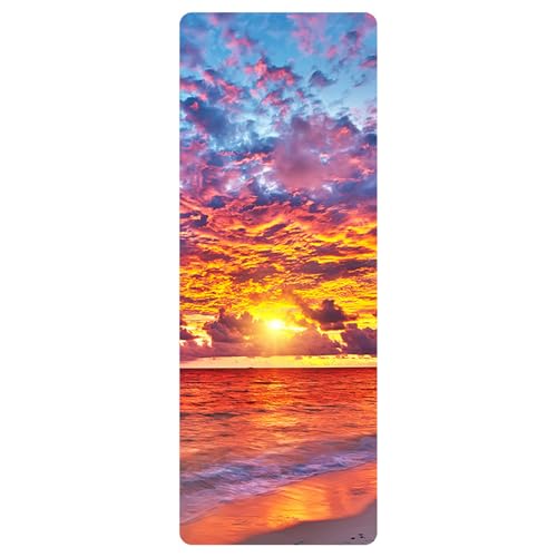 Blissbuilt Toalla de Hot Yoga Antideslizante 1830x800mm Ante Esterilla de Yoga para Viajes de Secado Rápido Portátil Transpirable con on Bolsa de Transporte para Viajes,Vacaciones,Fitness - Atardecer