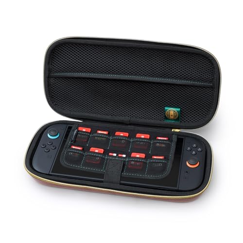 Image of PowerA Protection Case for Nintendo Switch 2 - Hyrule Crest, Officially Licensed, Protective Storage, Holds up to 9 Game Cards and 2 microSD Express Cards, Integrated Play Stand
