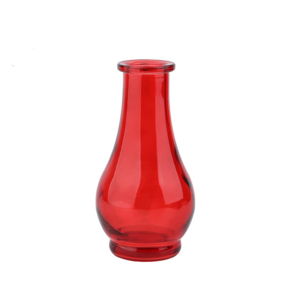 SHUILING Glass Bud Vase Small Vases for Flowers,Decorative Vases for Centerpieces,Vintage Vase for Rustic Home Decor, Wedding Decorations, Bookshelf Table Flower Decor,Hydroponic Vase (red)