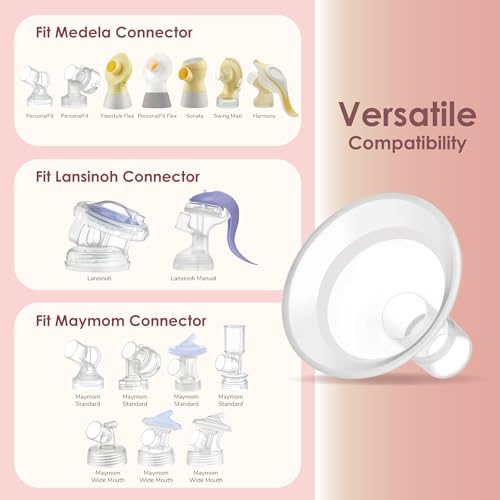 Image of Maymom MyFit Comfy Series 17 mm Two-Piece Design Breastshield Compatible with Medela Breast Pump Parts; Replace Medela Shields; Fit MaxFlow Flex Connector; 2pc