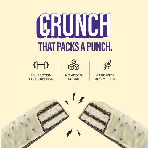 Image of Phab Millet Wafers - Cookies & Cream | 10g Protein | 0 Sugar, No Maida, No Preservatives, No Trans Fat | Millet Goodness (Bajra) | Gluten-Free Healthy Snack | Desk-to-Gym Snack | Pack of 10