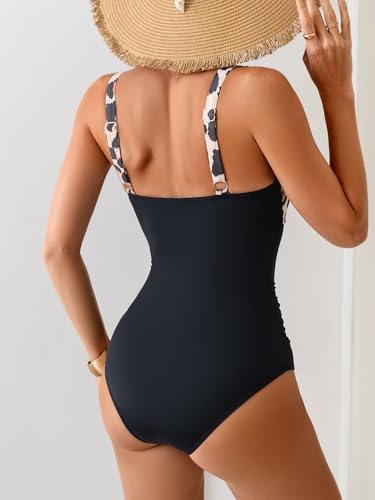 Image of B2prity One Piece Swimsuit for Women Tummy Control Ruched Bathing Suit V Neck Push Up Swimwear