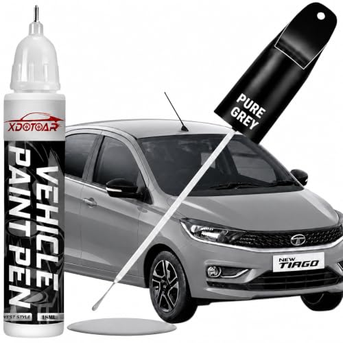Image of xdotoar Car Touch Up Paint Pen for Tata TIAGO Pure Grey (TAT7005) | Factory Color Matched 2K Paint Technology | Car Scratch Remover & Paint Chip Repair | Quick Dry Formula | Rust Protection | 18ml