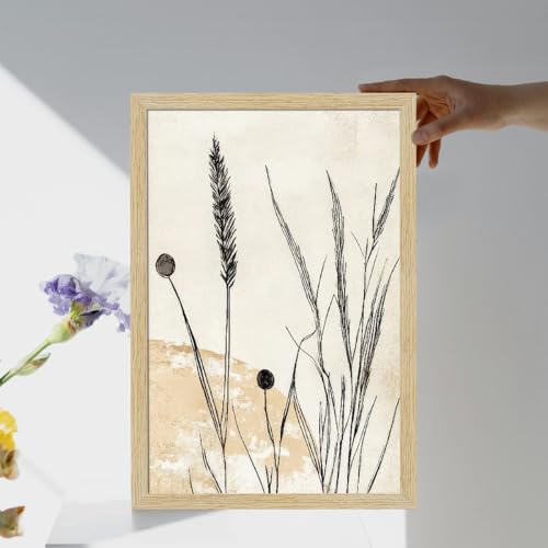 Image of ArtX Paper Boho Paintings For Wall Decoration, Home Decor Wall Art, Hotel Wall Painting for Living Room, Multicolor, Natural Wood Color Frames, 12.0x18.0 inch, Set of 3