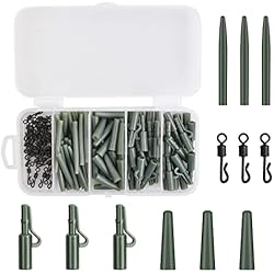 Material De Carpfishing 120 Piezas Accesorios de Pesca de Carpa, Incluye Clip de Plomo de Seguridad, Mangas Antienredos, Giratorio de Cambio Rápido, Carp Fishing Tackle Kit de Aparejos de Agua Dulce (Verde)