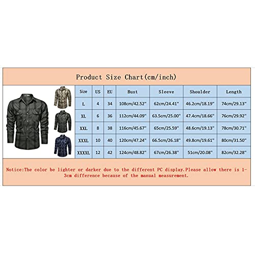 Western Shirts For Men Long Sleeve Snaps Button Work Shirts Plaid Camo Camping Fishing Cowboy Outdoor Tops With Pockets #TOP6