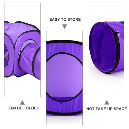 RORPOIR Katzenröhrenspielzeug 3 Stück mit Violettem Kätzchen Röhrentunnel aus Reißfestem Polyester und Stahldraht Faltbar und Tragbar für Interaktives Katzenspiel Zuhause-7