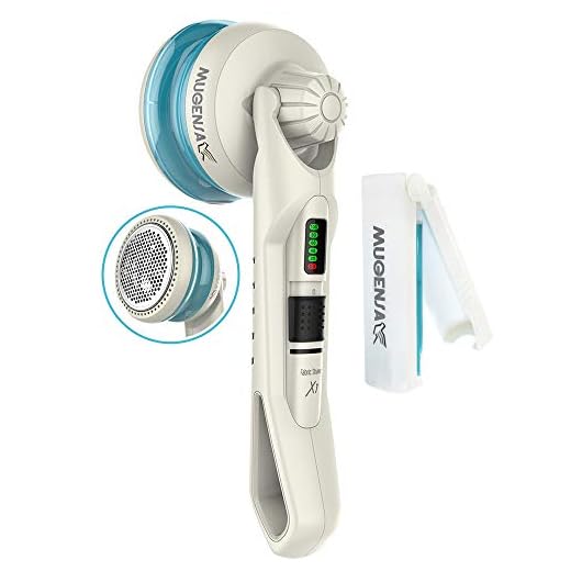 Mugensa Lint Remover Electric Clothes Sweater Fabric Shaver for Furniture, Blanket, Curtain, Socks, Legging, Wool, Cashmere - Rechargeable – 2 Speeds – Bonus Lint Roller