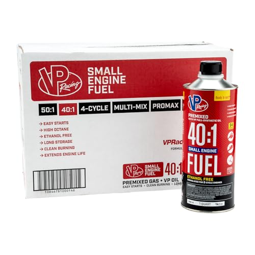 VP Racing Fuels 6295 Ready to Use 40:1 Premixed 2-Cycle Small Engine Fuel (SEF) - Quart (8 Pack)